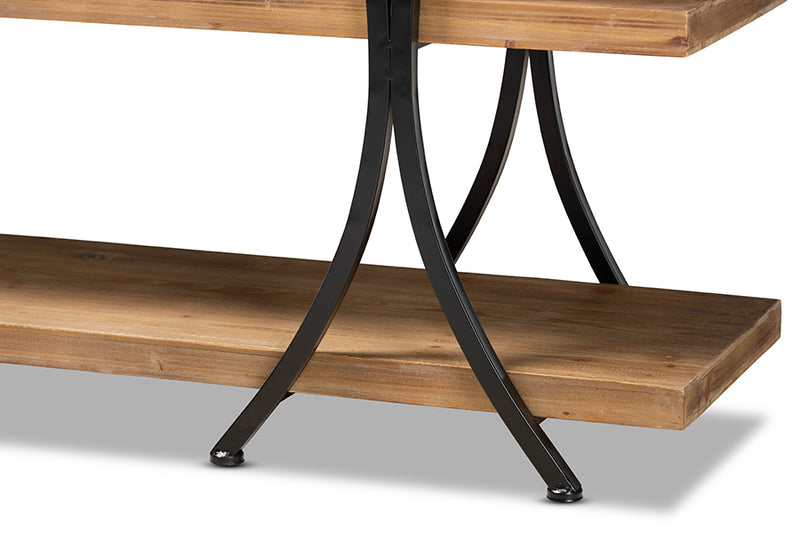Baxton Studio Terrell Modern Rustic and Industrial Natural Brown Finished Wood and Black Finished Metal Console Table