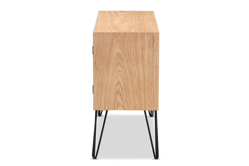 Baxton Studio Denali Modern and Contemporary Two-Tone Walnut Brown and Black Finished Wood and Metal Storage Cabinet
