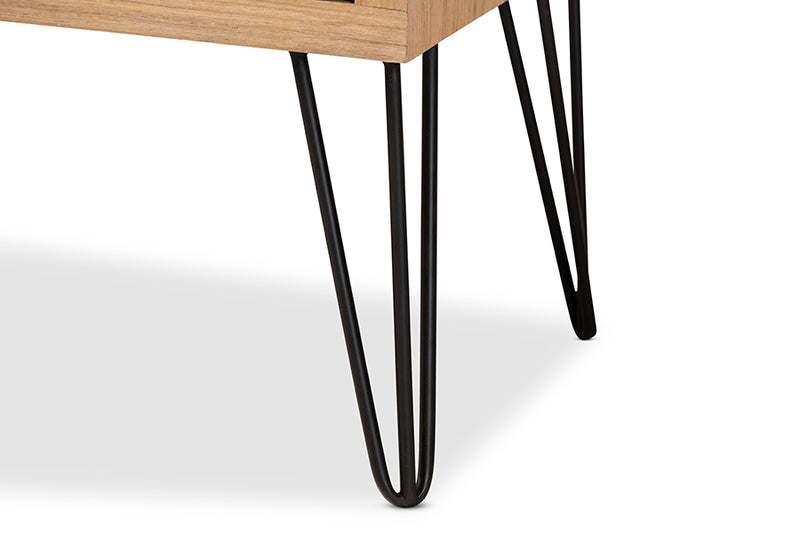 Baxton Studio Denali Modern and Contemporary Two-Tone Walnut Brown and Black Finished Wood and Metal Storage Cabinet
