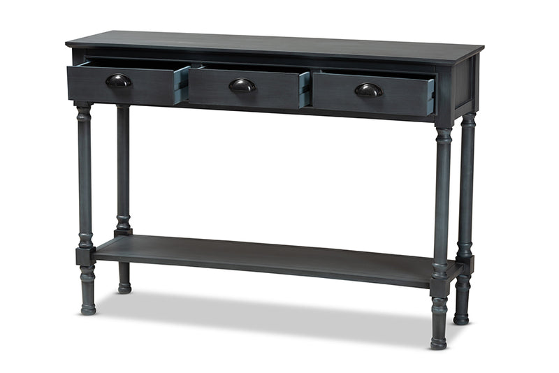 Baxton Studio Garvey French Provincial Grey Finished Wood 3-Drawer Entryway Console Table