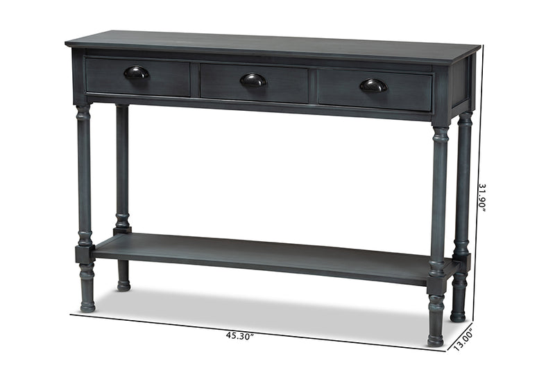 Baxton Studio Garvey French Provincial Grey Finished Wood 3-Drawer Entryway Console Table