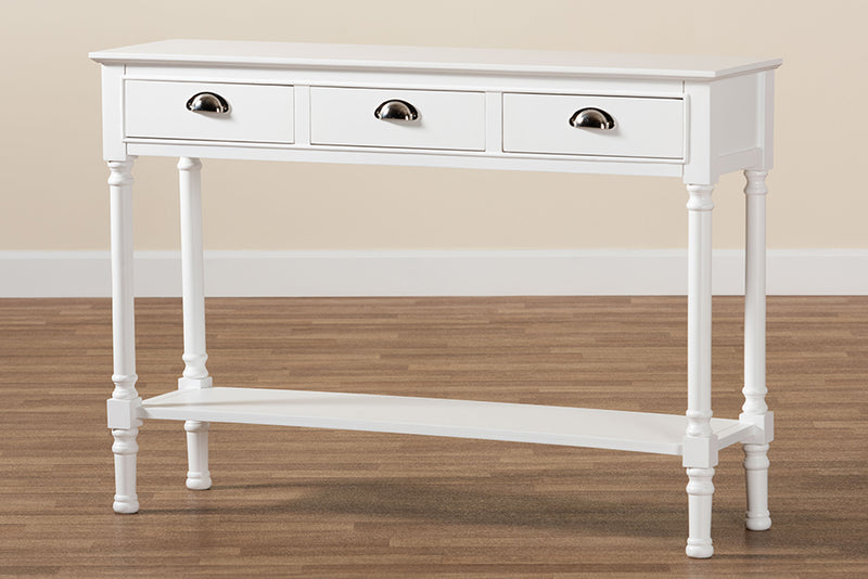 Baxton Studio Garvey French Provincial White Finished Wood 3-Drawer Entryway Console Table