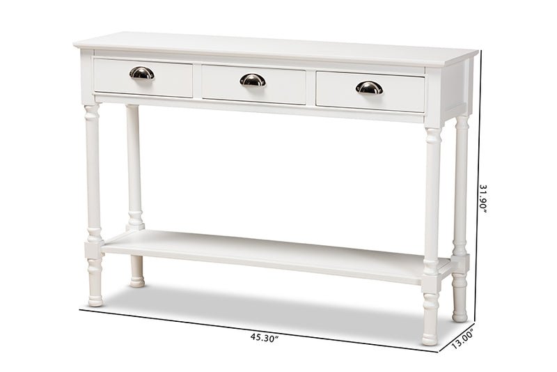 Baxton Studio Garvey French Provincial White Finished Wood 3-Drawer Entryway Console Table