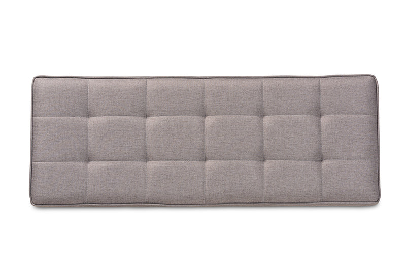 Baxton Studio Sanford Mid-Century Modern Grey Fabric Upholstered and Walnut Brown Finished Wood Dining Bench