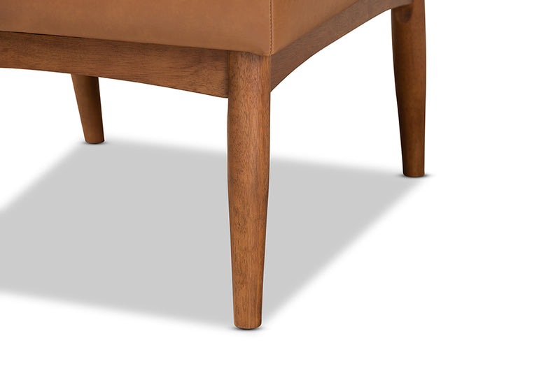 Baxton Studio Sanford Mid-Century Modern Tan Faux Leather Upholstered and Walnut Brown Finished Wood Dining Chair