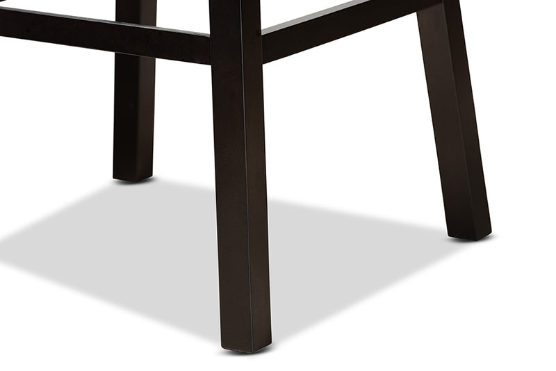 Baxton Studio Theron Modern and Contemporary Transitional Tan Faux Leather Upholstered and Dark Brown Finished Wood 2-Piece Swivel Bar Stool Set