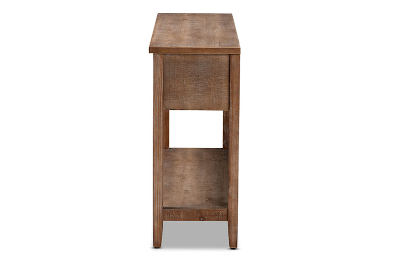 Baxton Studio Bonilla Traditional and Rustic Two-Tone White and Walnut Brown Finished Wood 3-Drawer Console Table