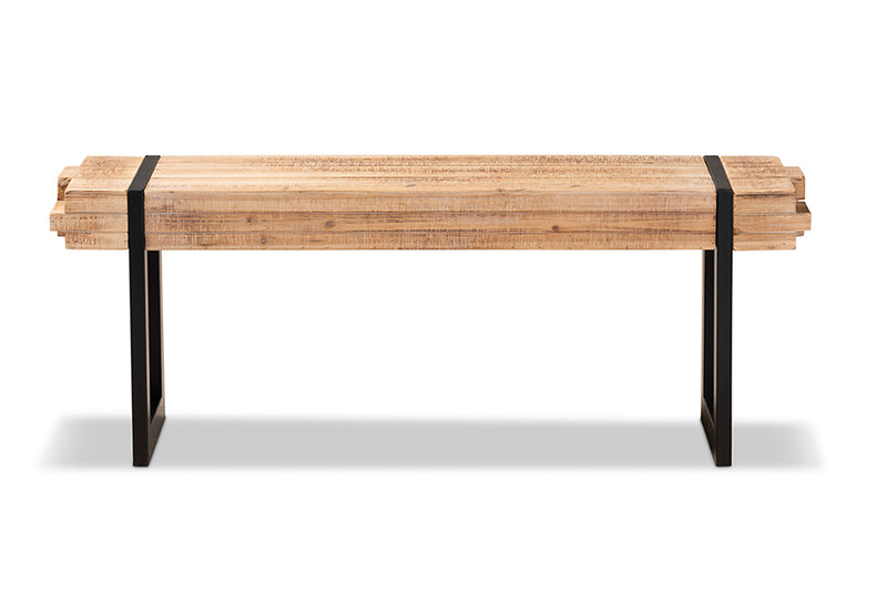 Baxton Studio Henson Rustic and Industrial Natural Brown Finished Wood and Black Finished Metal Bench
