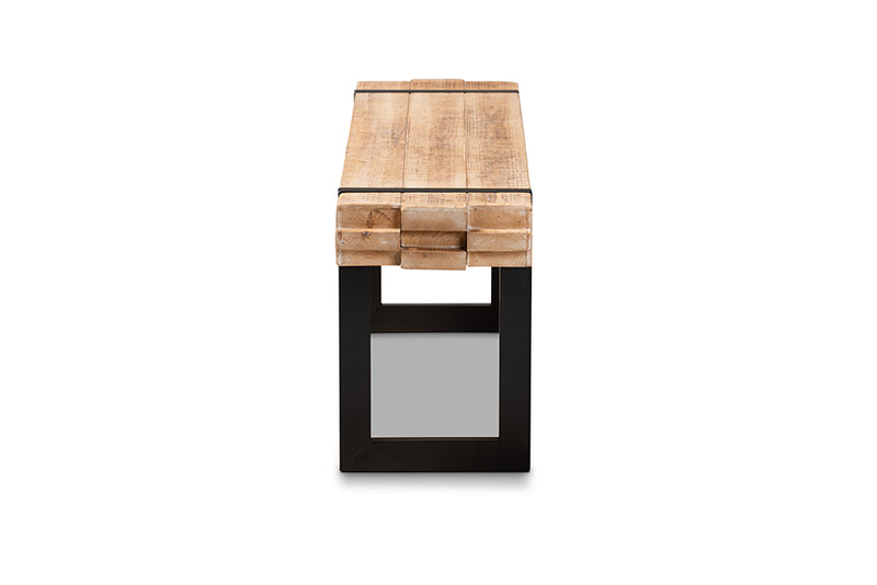 Baxton Studio Henson Rustic and Industrial Natural Brown Finished Wood and Black Finished Metal Bench