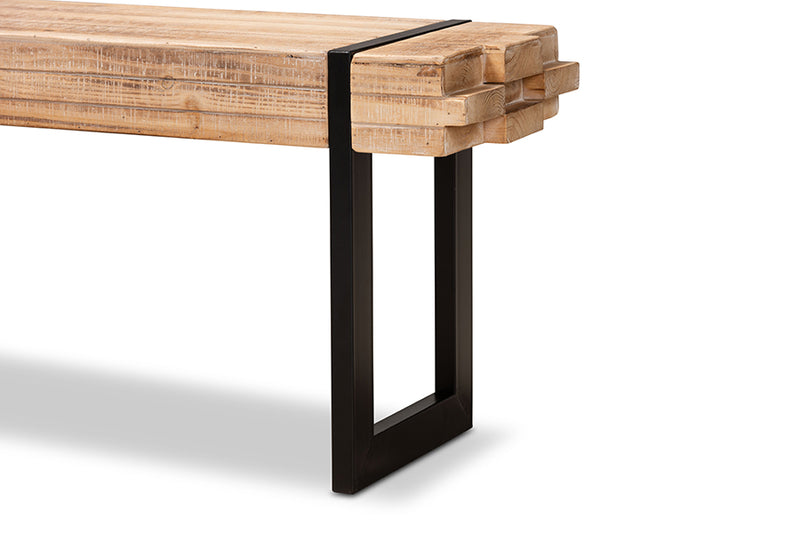 Baxton Studio Henson Rustic and Industrial Natural Brown Finished Wood and Black Finished Metal Bench