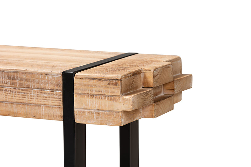 Baxton Studio Henson Rustic and Industrial Natural Brown Finished Wood and Black Finished Metal Bench
