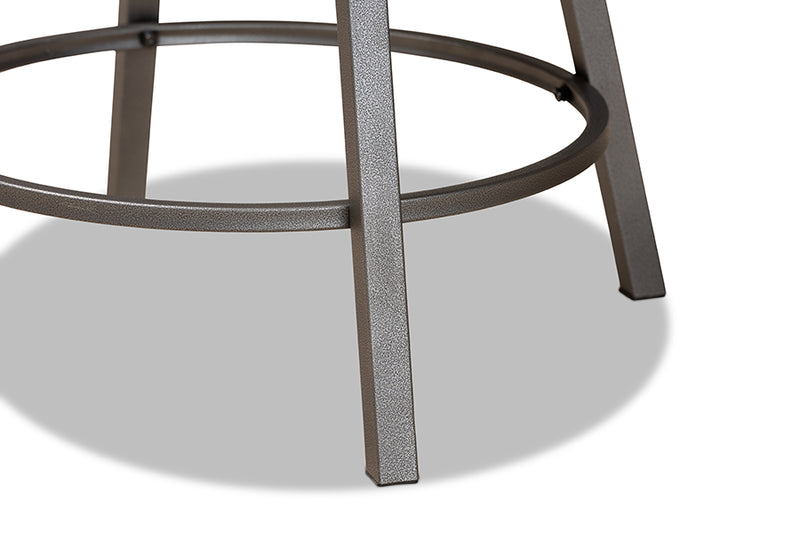 Baxton Studio Danson Modern Industrial Light Brown Fabric Upholstered and Antique Grey Finished Metal 2-Piece Swivel Pub Chair Set