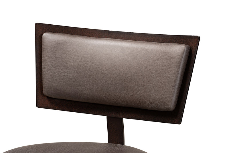 Baxton Studio Danson Modern Industrial Grey Fabric Upholstered and Antique Dark Brown Finished Metal 2-Piece Pub Chair Set