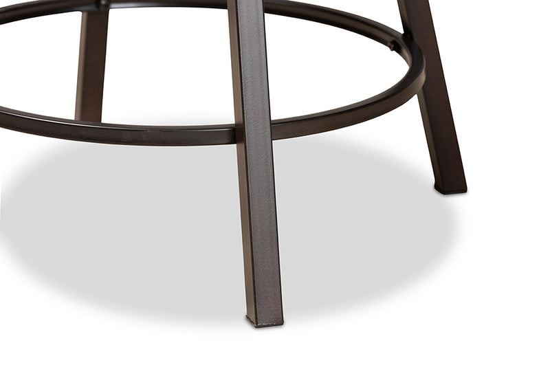 Baxton Studio Danson Modern Industrial Grey Fabric Upholstered and Antique Dark Brown Finished Metal 2-Piece Pub Chair Set