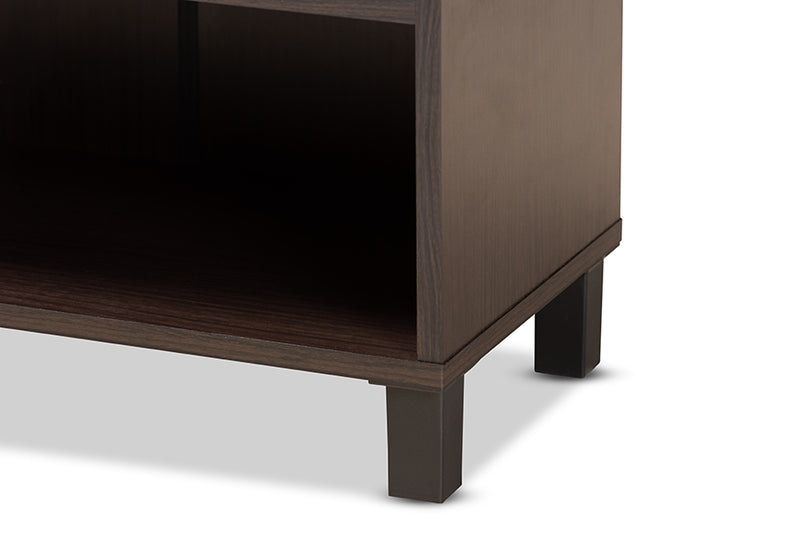 Baxton Studio Rossin Modern and Contemporary Dark Brown Finished Wood 2-Door Entryway Shoe Storage Cabinet with Bottom Shelf