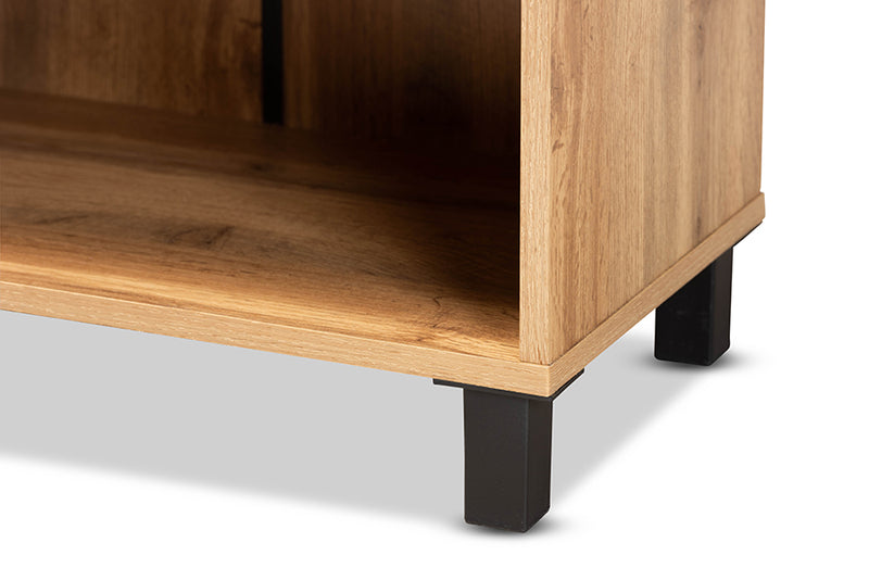 Baxton Studio Rossin Modern and Contemporary Oak Brown Finished Wood 2-Door Entryway Shoe Storage Cabinet with Bottom Shelf