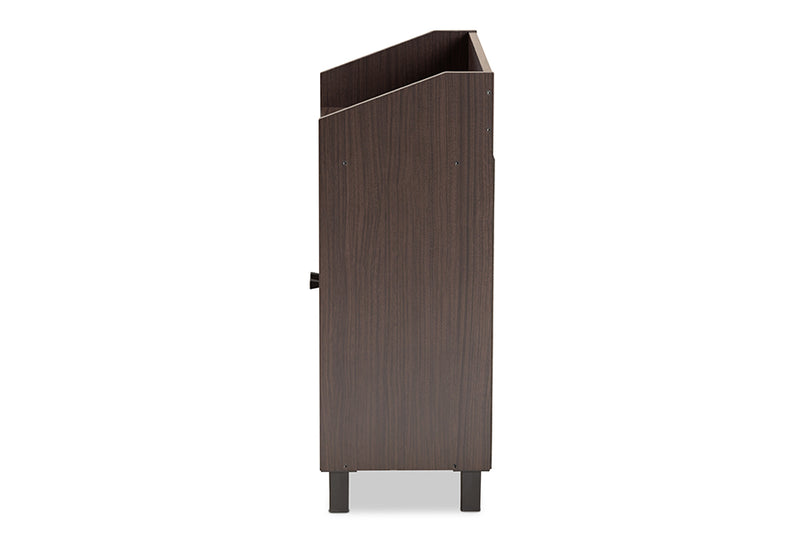 Baxton Studio Rossin Modern and Contemporary Dark Brown Finished Wood 2-Door Entryway Shoe Storage Cabinet with Top Shelf