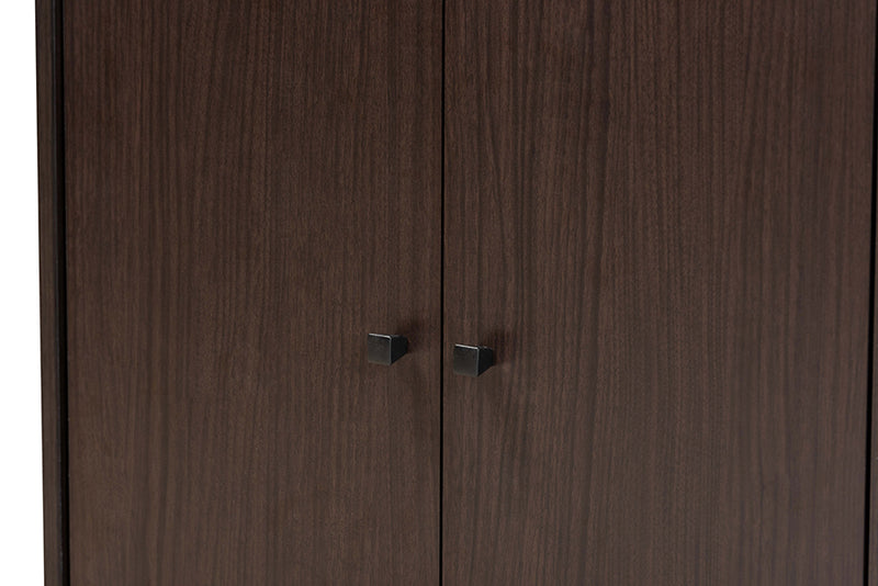 Baxton Studio Rossin Modern and Contemporary Dark Brown Finished Wood 2-Door Entryway Shoe Storage Cabinet with Top Shelf