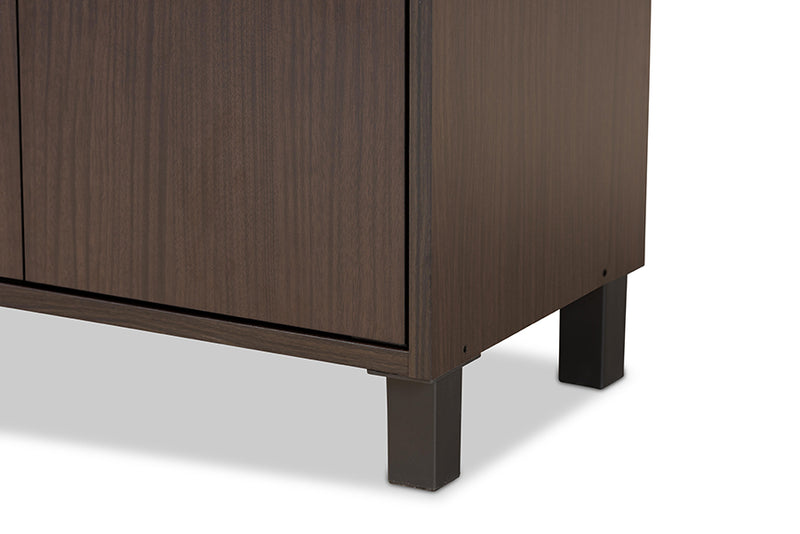 Baxton Studio Rossin Modern and Contemporary Dark Brown Finished Wood 2-Door Entryway Shoe Storage Cabinet with Top Shelf