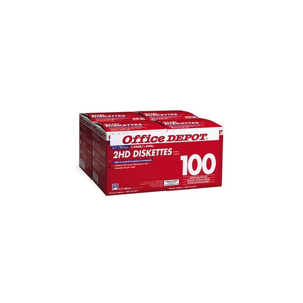 Office Depot(R) 3 1/2" Bulk Diskettes, IBM(R) Format, DS/HD, Black, Box Of 100