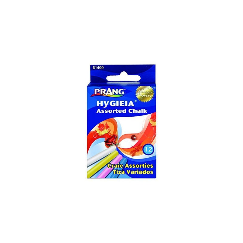 Prang Hygieia Chalk, 3.25 x .375 Inch Chalk Sticks, 12 Count, Assorted Colors (61400)