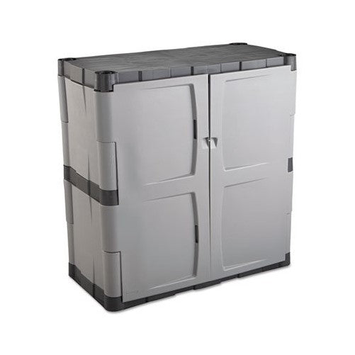 Rubbermaid Double-Door Storage Cabinet, 18" D x 36" W x 37" H, Gray/Black, FG708500MICHR