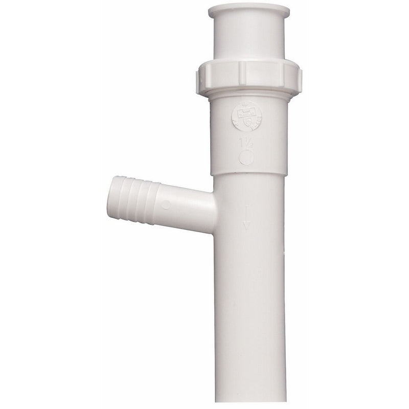 Keeney 35-8WK Branch Tailpiece, Direct Connect or Slip Joint 1-1/2-Inch by 8-Inch with 5/8-Inch O.D. Dishwasher Branch, White
