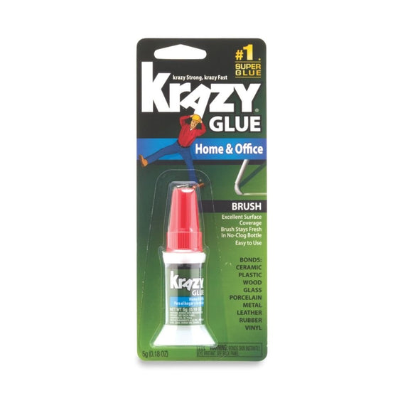 Krazy Glue Home & Office Brush On Super Glue, Brush Applicator, 5 Grams