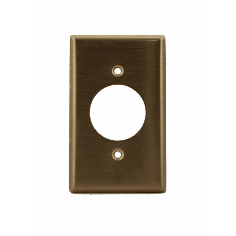 Leviton 84020-40 1-Gang Locking 1.60 Inch Dia. Device Receptacle Wallplate, Standard Size, Device Mount, Stainless Steel
