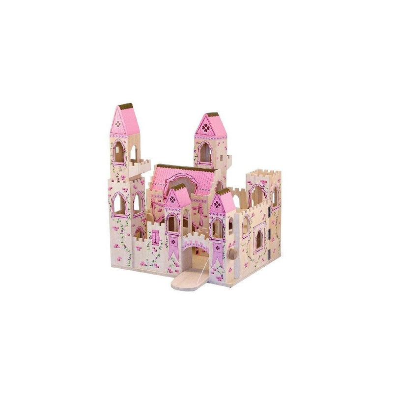 Melissa & Doug Folding Princess Castle Wooden Dollhouse With Drawbridge and Turrets