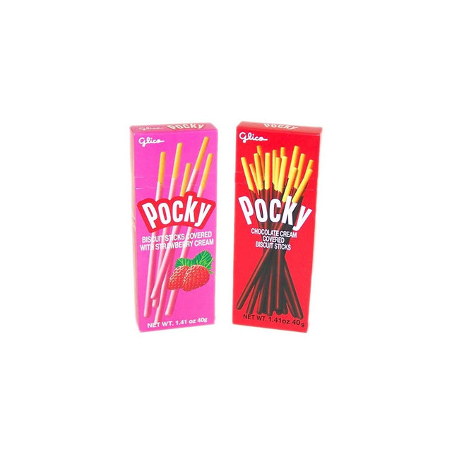 Glico Pocky 1.41 Oz Mix Package (Strawberry Pocky, Chocolate Pocky one each)