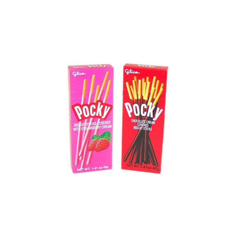 Glico Pocky 1.41 Oz Mix Package (Strawberry Pocky, Chocolate Pocky one each)