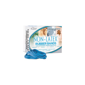 Alliance Rubber 42649#64 Non-Latex Antimicrobial Rubber Bands, 1/4 lb box contains approx. 95 bands (3 1/2" x 1/4", Cyan Blue)