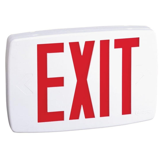 Lithonia Lighting LQM S W 3 R 120/277 M6 Quantum Thermoplastic LED Exit Sign with Stencil-Faced White Housing and Red Letters