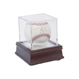 BallQube UV Grandstand Baseball Display Case with Wood Base