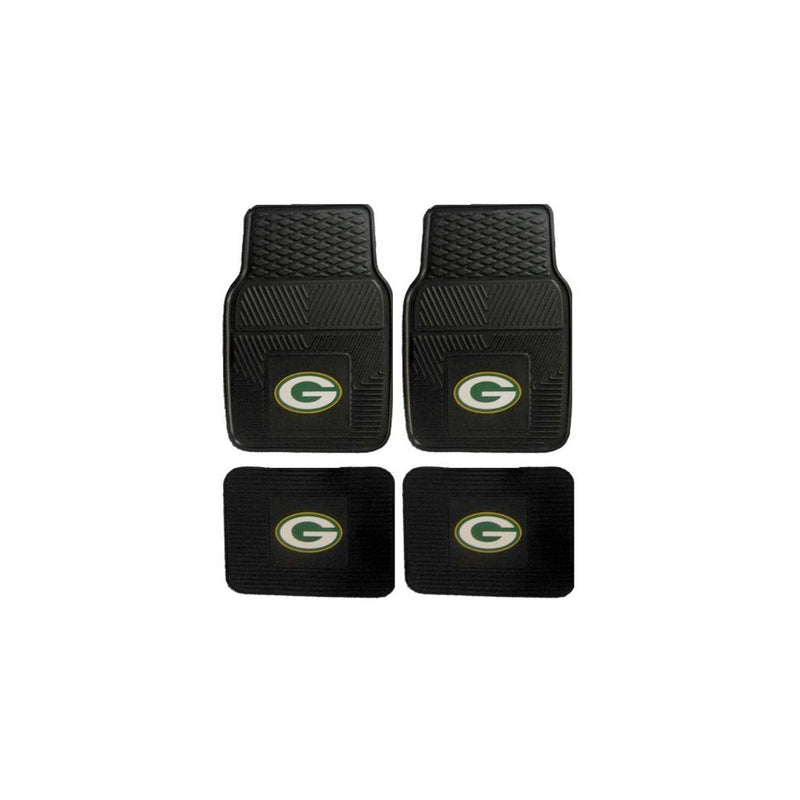 NFL Green Bay Packers Car Floor Mats Heavy Duty 4-Piece Vinyl - Front and Rear