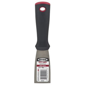 HYDE TOOLS 4101 1-1/2" Putty Knife - Flexible Blade - High Carbon Steel Blade is Tempered and Satin Finished - Handle is Reinforced Polypropylene and is Solvent Resistant