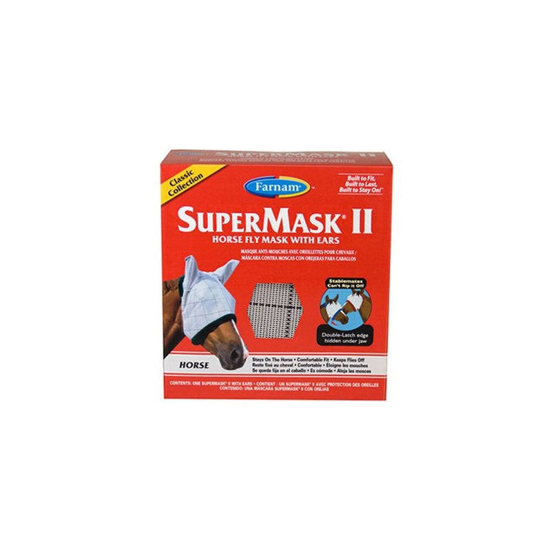 Farnam SuperMask II Classic Horse Fly Mask with Ears, Horse size, Assorted