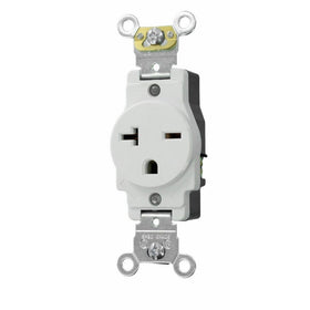 Leviton 5461-W 20-Amp 250-Volt NEMA 6-20R, 2P, 3W, Narrow Body Single Receptacle, White