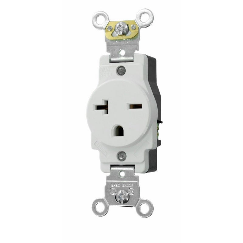Leviton 5461-W 20-Amp 250-Volt NEMA 6-20R, 2P, 3W, Narrow Body Single Receptacle, White
