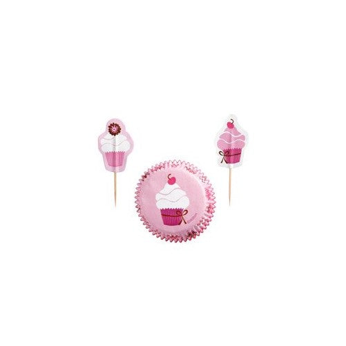 Wilton Pink Party Combo Baking Cups Pack, 24 Cups and 24 Picks