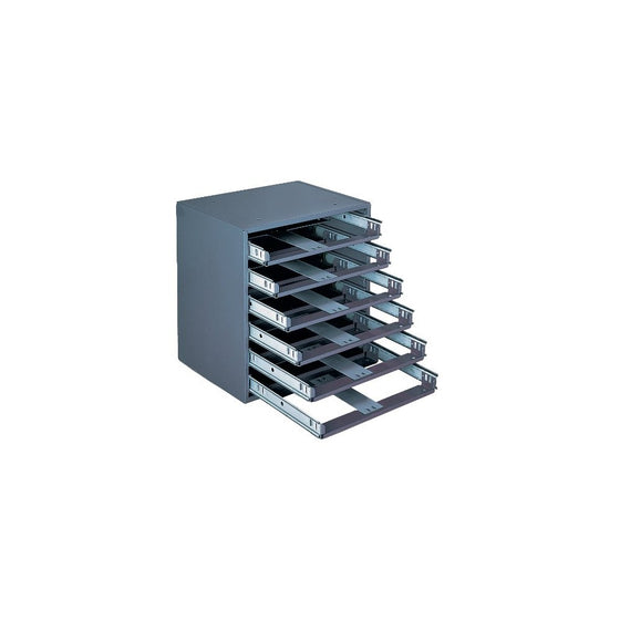 Durham 308-95 Gray Cold Rolled Steel Easy Glide Slide Rack for 6 Small Metal Compartment Boxes, 15-1/4" Width x 16-3/8" Height x 11-3/4" Depth