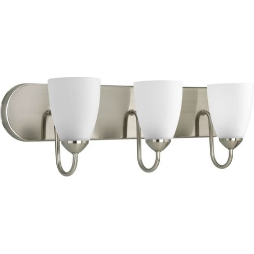 Progress Lighting P2708-09 Gather Collection 3-Light Vanity Fixture, Brushed Nickel