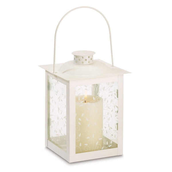 Gifts & Decor Large White Lantern Ivory Glass Candleholder Candle