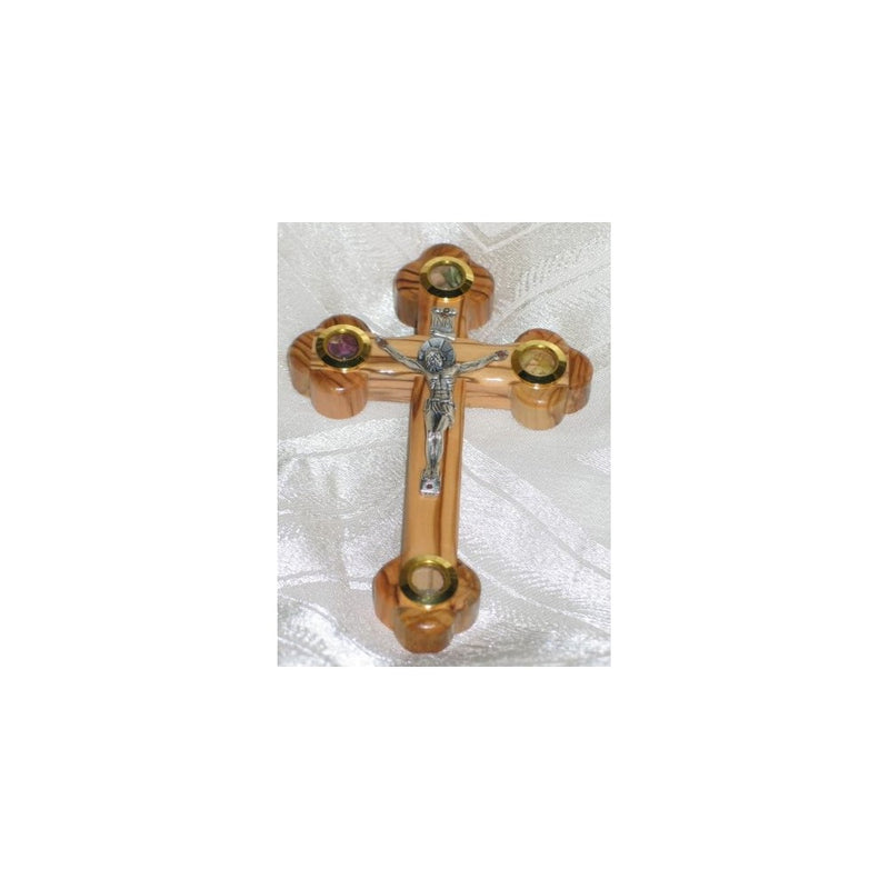 Cross Crucifix Orthodox 14 Station 4 Lens Olive Wood 7 Inch Jerusalem