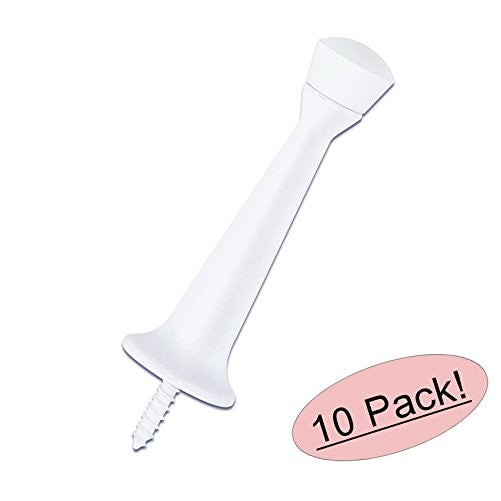 Designers Impressions White Heavy Duty Solid Rigid Door Stop w/ Rubber Tip : 7146 - 10 Pack