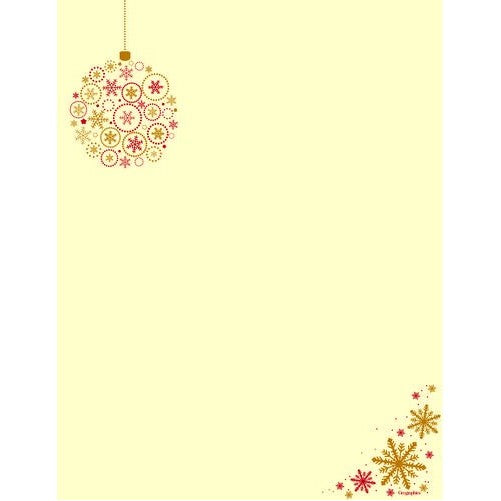 Geographics Kissing Ball Red and Gold Foil Christmas Letterhead, 8.5 x 11 Inches, Red Gold Foil, 25-Sheet Pack (49494)