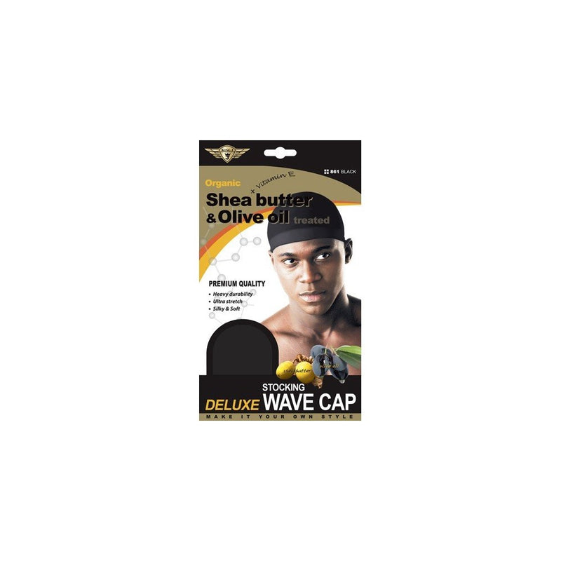 Healthy Treated Wave Deluxe Stocking Wave Cap Black (3 Pack)