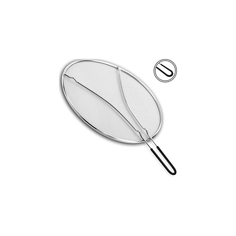 Splatter Screen 13” - Double Layered Fine Mesh Splash Guard, Silicone Stay-Cool Handle - Safe & Clean Cooking or Frying!
