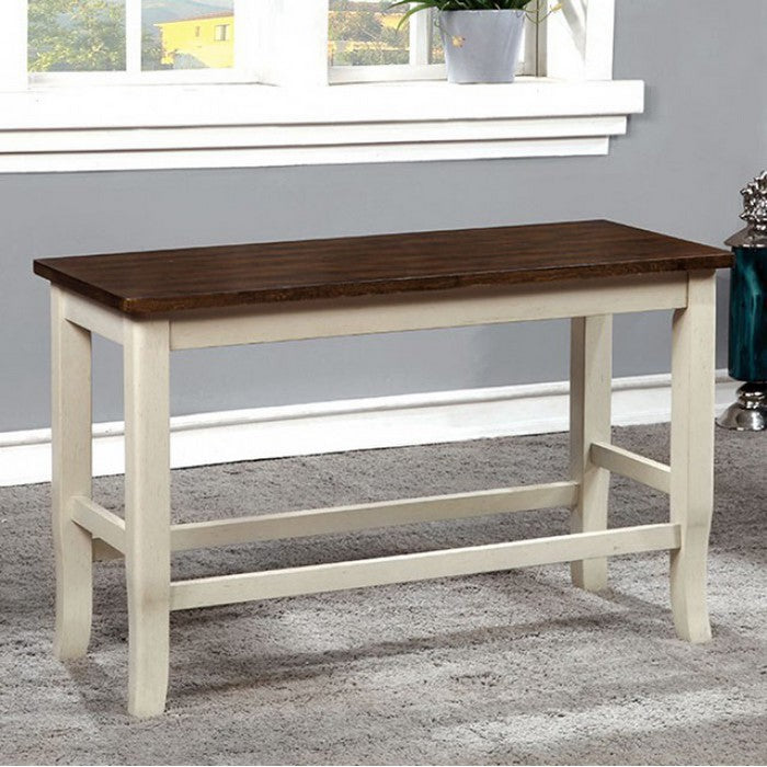 Dover II White And Cherry Counter Height Bench